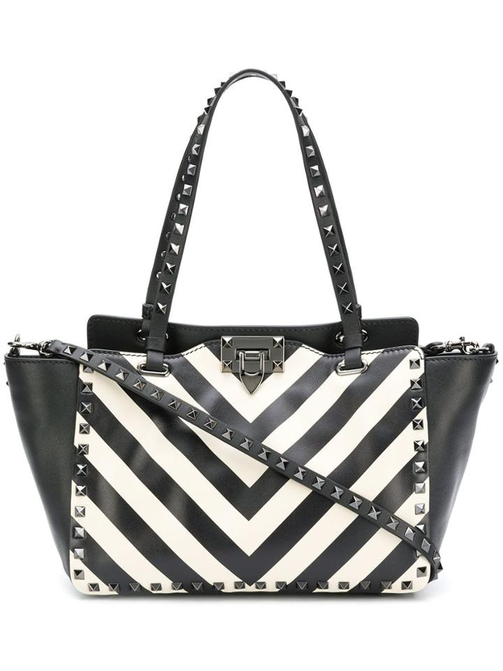 Valentino Valentino Garavani Rockstud Chevron Trapeze Tote - Black