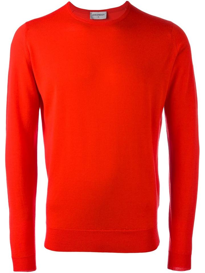 John Smedley Crew Neck Jumper, Men's, Size: Xxl, Red, Merino