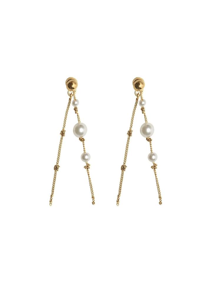 Burberry Faux Pearl Gold-plated Drop Earrings - Metallic
