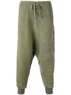 Greg Lauren - Drop-crotch Sweatpants - Men - Linen/flax - 3, Green, Linen/flax