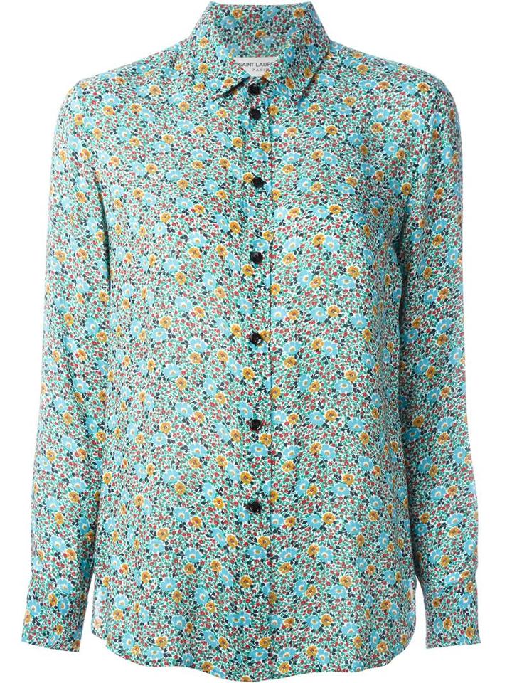 Saint Laurent Floral Print Shirt, Women's, Size: 36, Viscose