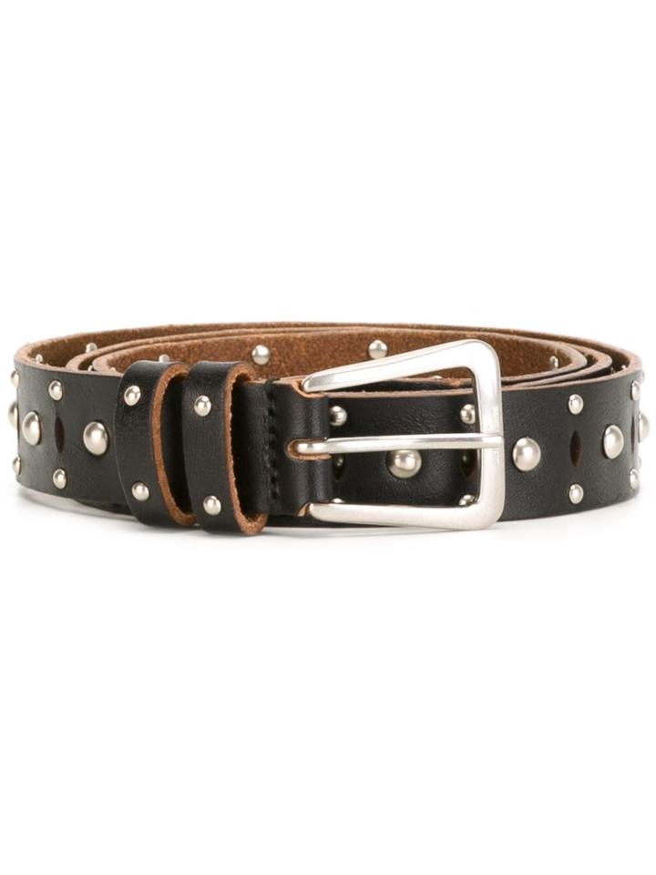 Saint Laurent Studded Belt, Men's, Size: 95, Black, Leather/metal Other