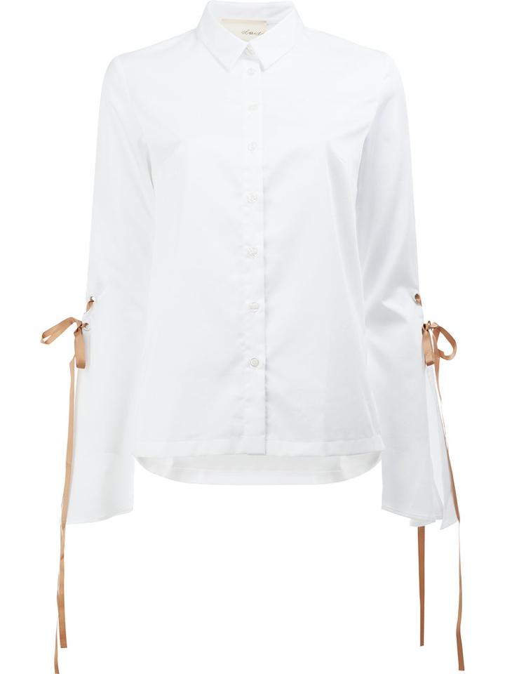 Elaidi Lace-up Sleeve Shirt, Women's, Size: 40, White, Cotton