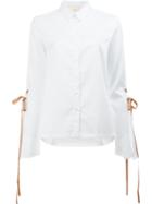 Elaidi Lace-up Sleeve Shirt, Women's, Size: 40, White, Cotton