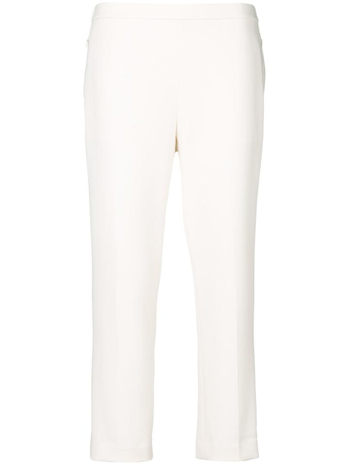 Theory Cropped Slim Fit Trousers - White