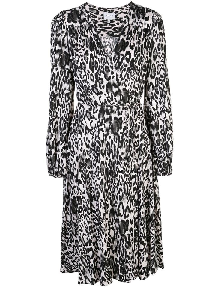 Milly Leopard Print Wrap Dress - White