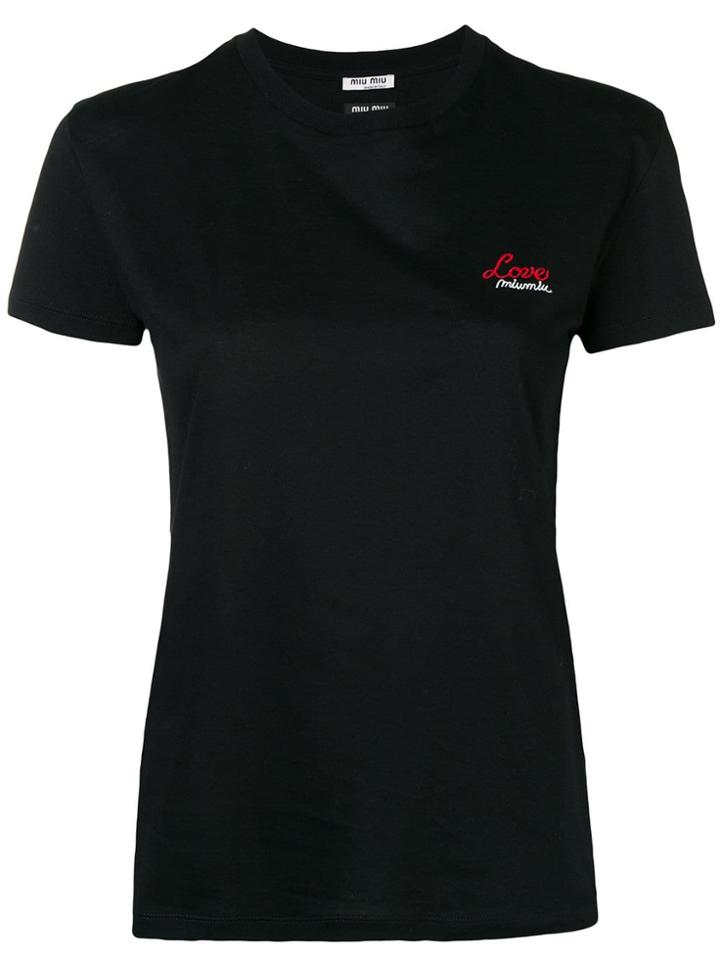 Miu Miu Embroidered T-shirt - Black