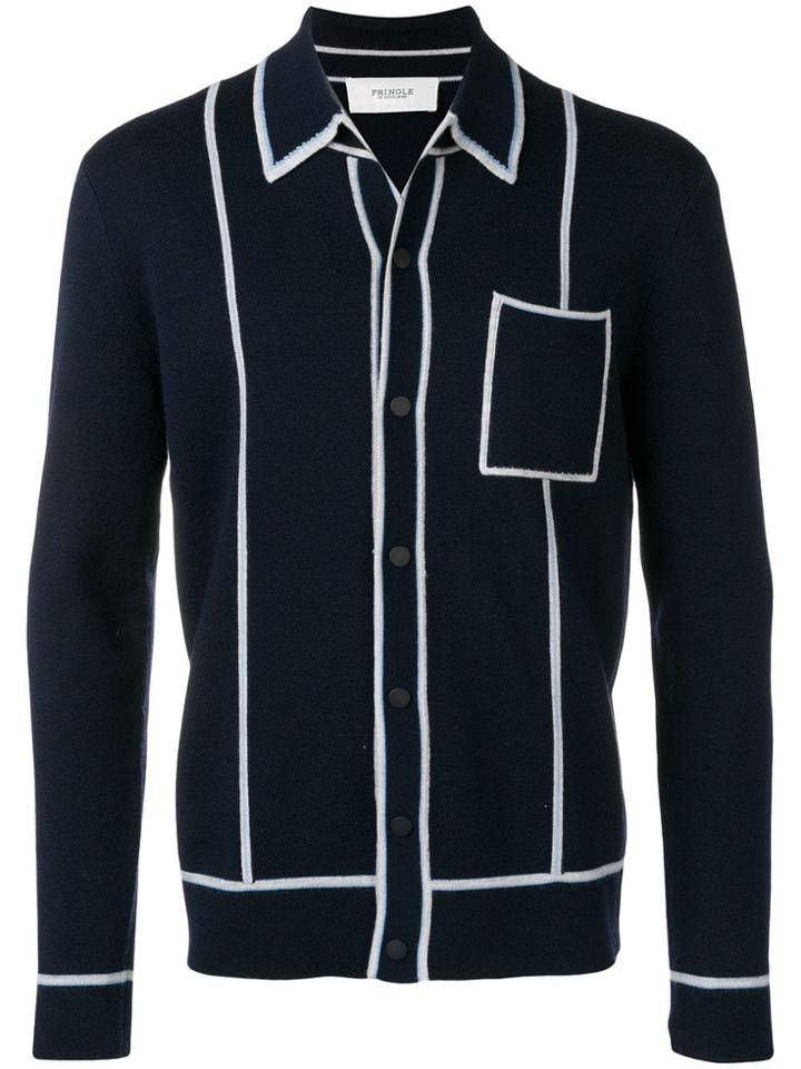 Pringle Of Scotland Contrast-stitch Cardigan - Blue