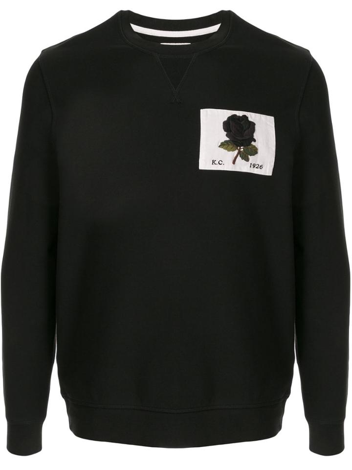 Kent & Curwen Logo Patch Rose Embroidered Sweatshirt - Black