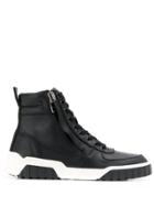 Diesel Hi-top Leather Sneakers - Black