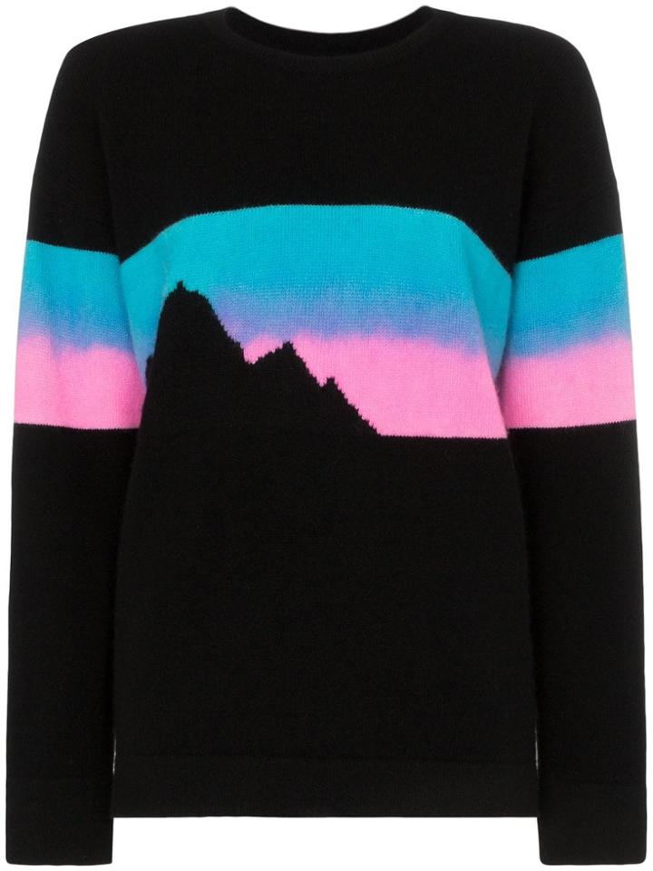 The Elder Statesman Rambler Mountain Print Cashmere Sweater - Black