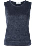 Allude Metallic Effect Knit Top, Women's, Size: Large, Blue, Nylon/polyester