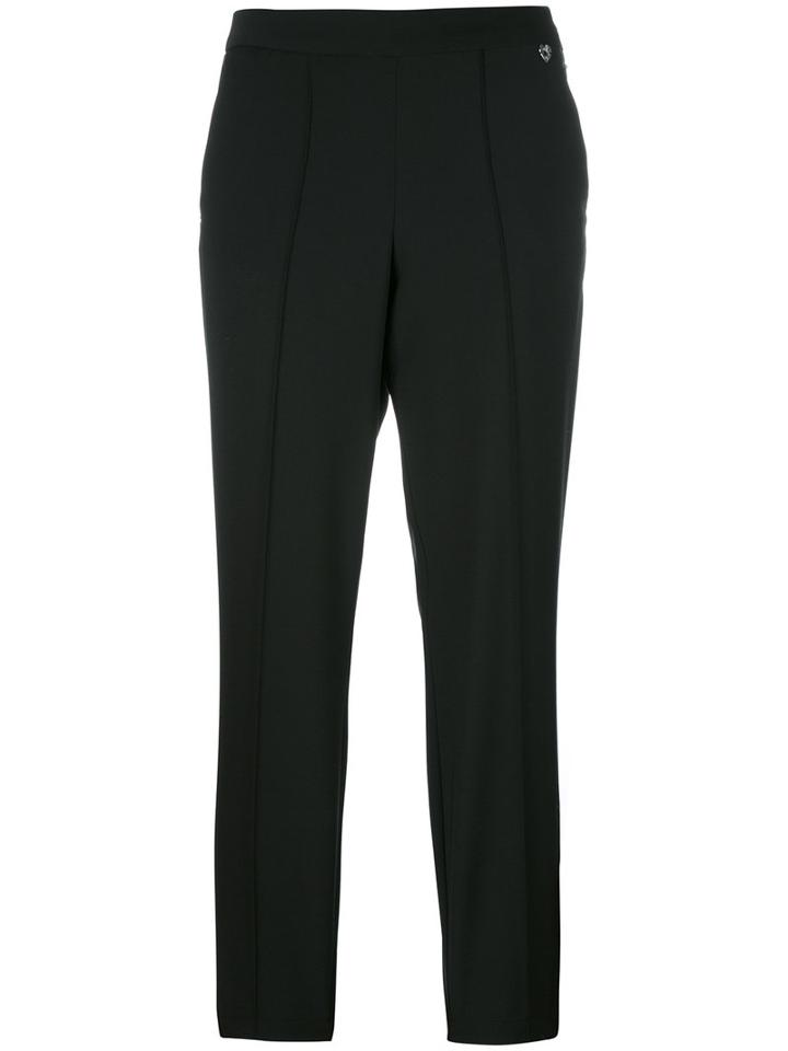 Twin-set Pleat Detail Cropped Trousers, Size: 40, Black, Polyester/wool/spandex/elastane