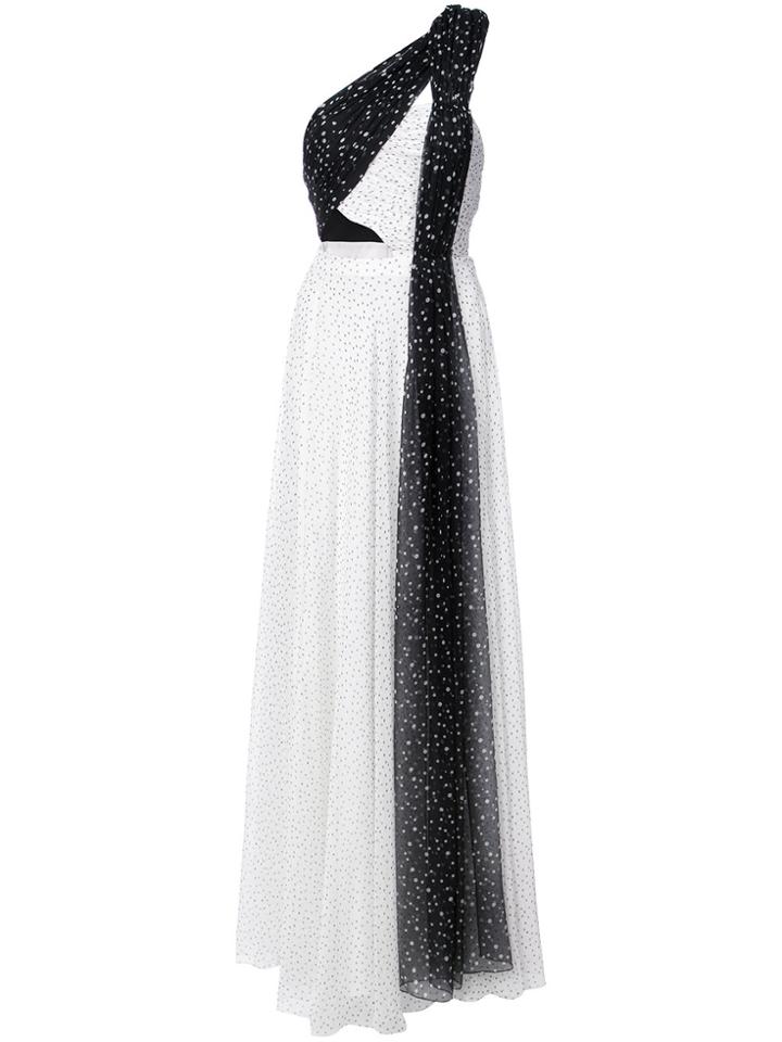 Prabal Gurung One Shoulder Pleated Combo Gown - White
