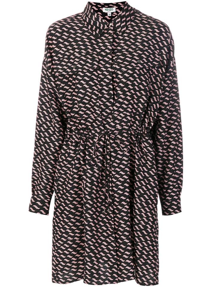 Kenzo Patterned Shirt Dress - Black