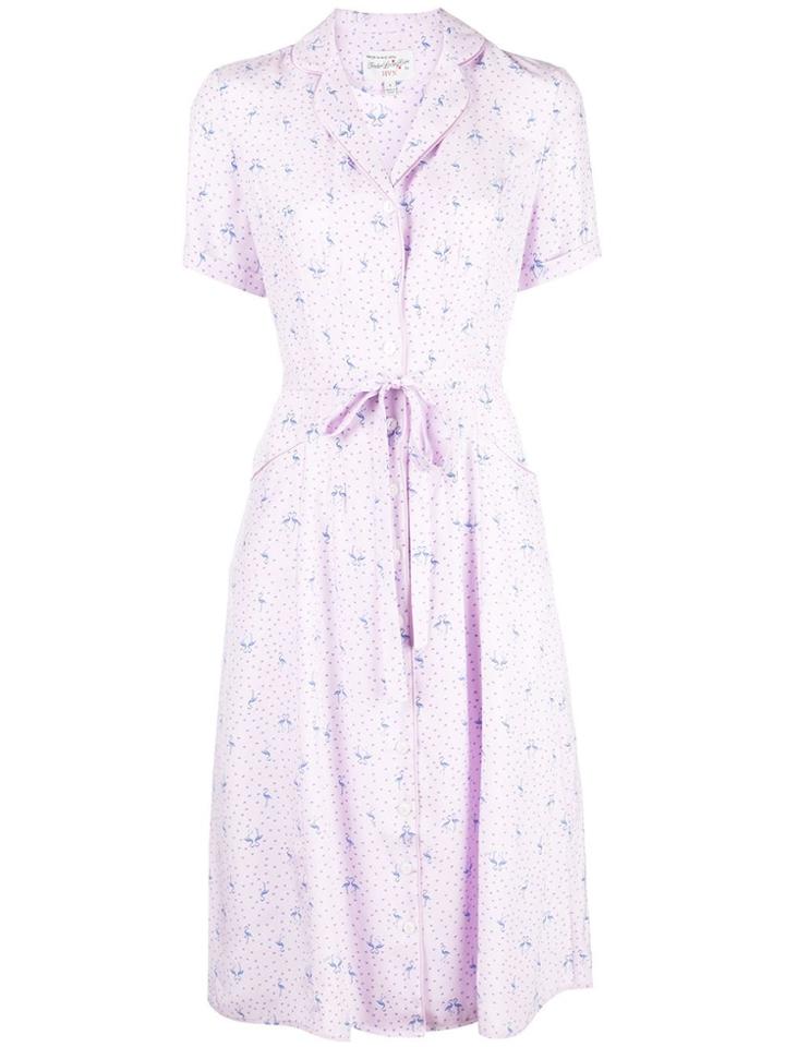 Hvn Flamingo Print Shirt Dress - Purple