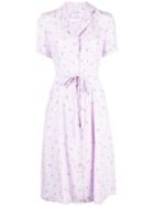 Hvn Flamingo Print Shirt Dress - Purple