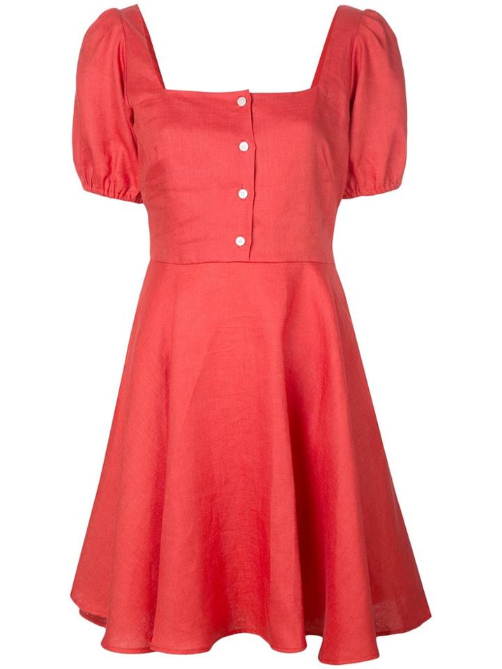 Callipygian Button Down Mini Dress - Red