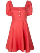 Callipygian Button Down Mini Dress - Red