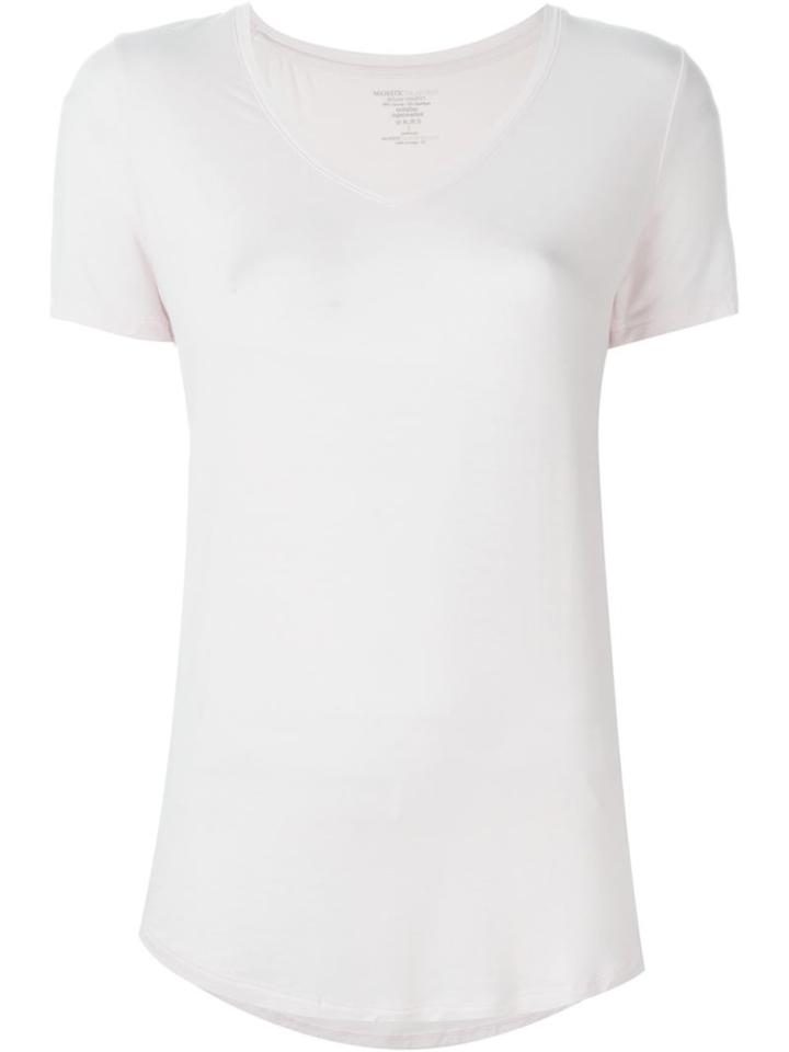 Majestic Filatures Superwashed V Neck T-shirt, Women's, Size: 1, Pink/purple, Viscose/spandex/elastane