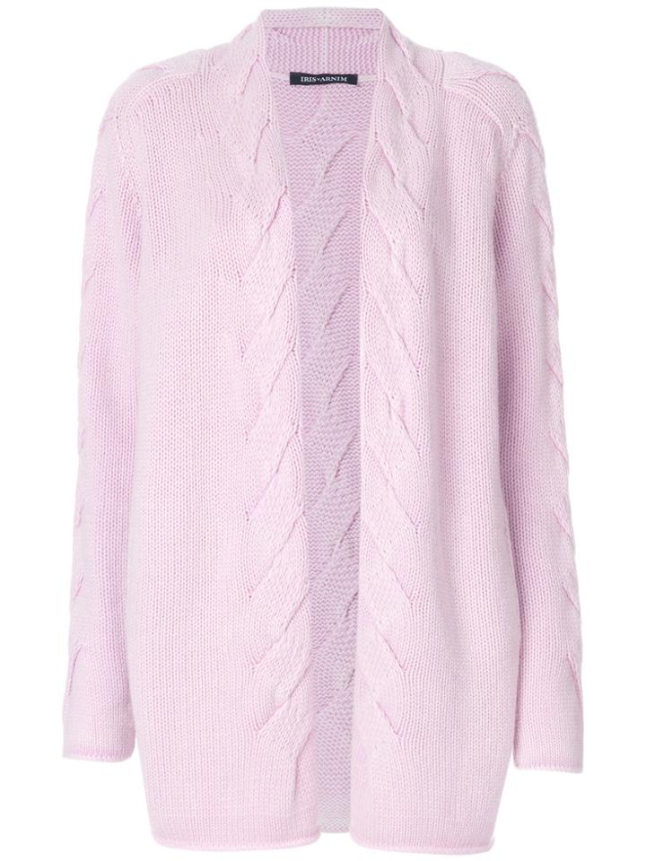 Iris Von Arnim Twist Knit Open Front Cardigan - Pink & Purple