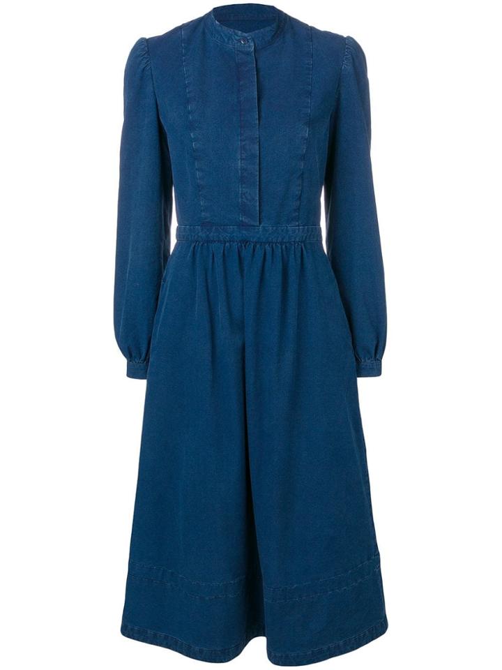A.p.c. Elasticated Waist Midi Dress - Blue