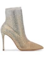 Casadei Crystal Embellished Ankle Boots - Gold