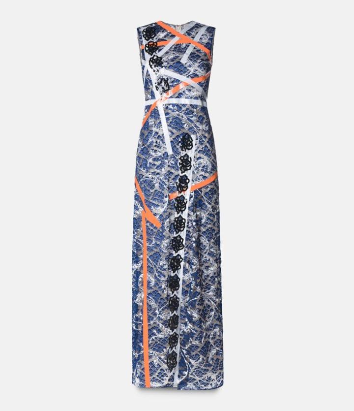 Christopher Kane Floor Length Tape Dress, Women's, Size: 42, Blue, Polyester/viscose