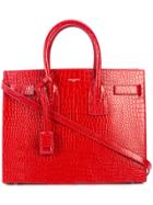Saint Laurent Crocodile Embossed Sac De Jour Tote - Red