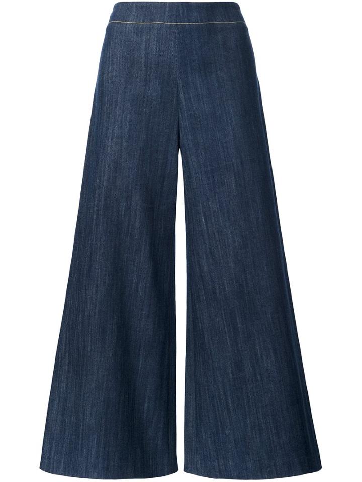 Adam Lippes Wide-leg Trousers, Women's, Size: 0, Blue, Cotton
