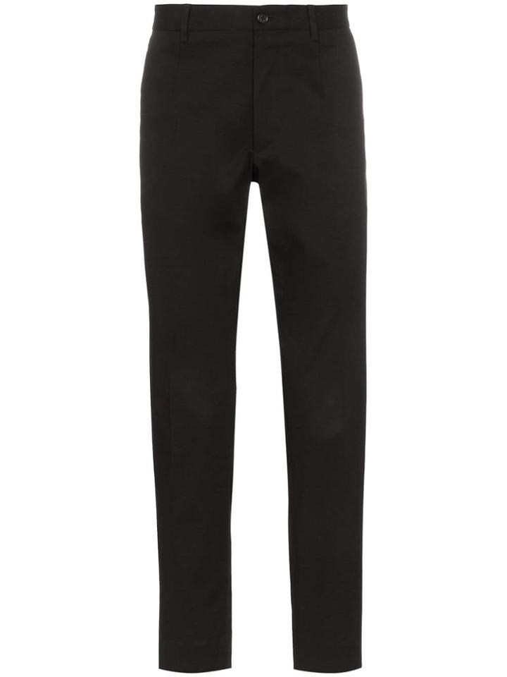 Dolce & Gabbana Logo Stripe Stretch Cotton Blend Chinos - Black