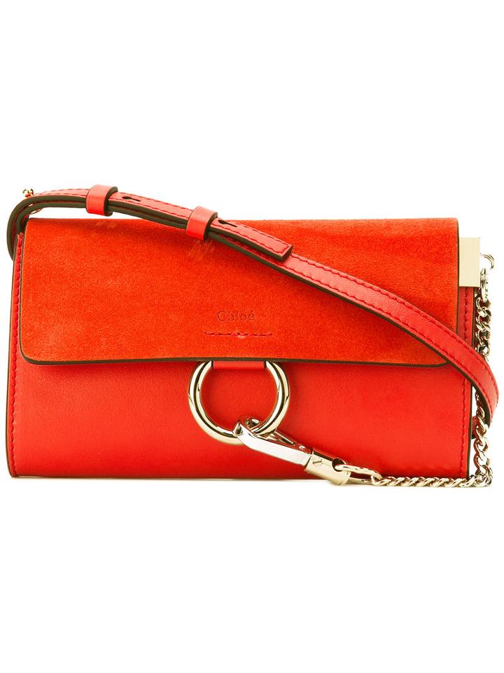 Chloé - Faye Wallet On Strap Bag - Women - Calf Leather/suede - One Size, Red, Calf Leather/suede