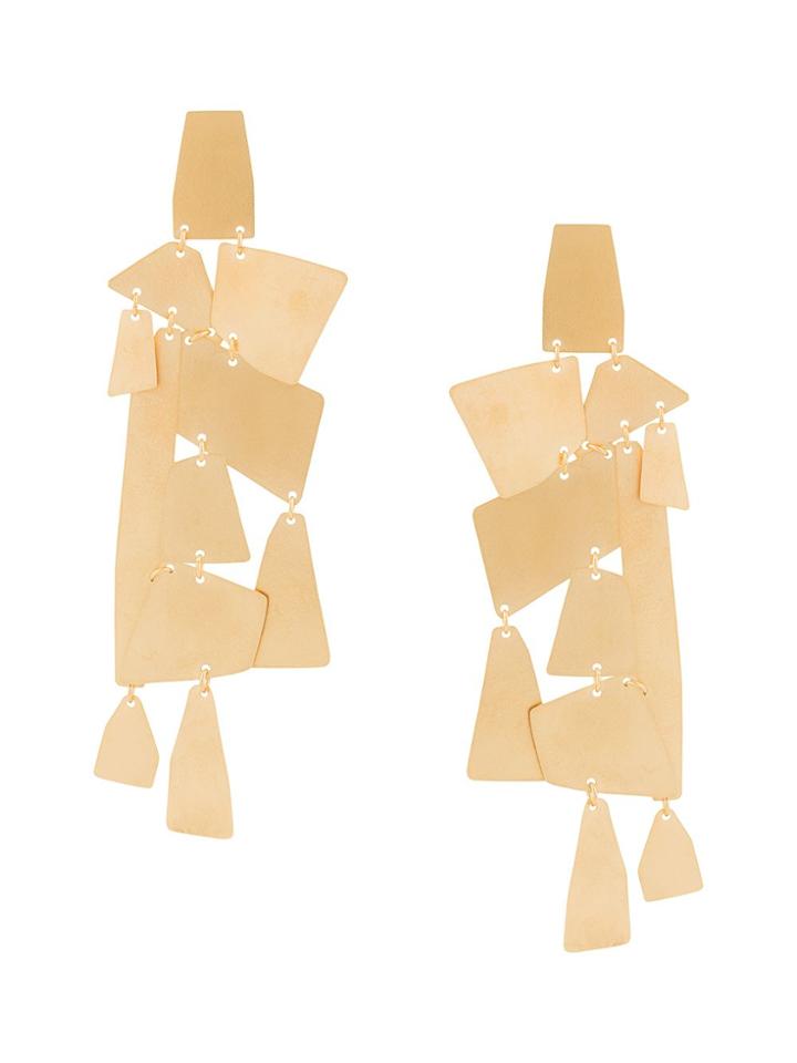 Annie Costello Brown Oversized Geometric Pendant Earrings - Metallic