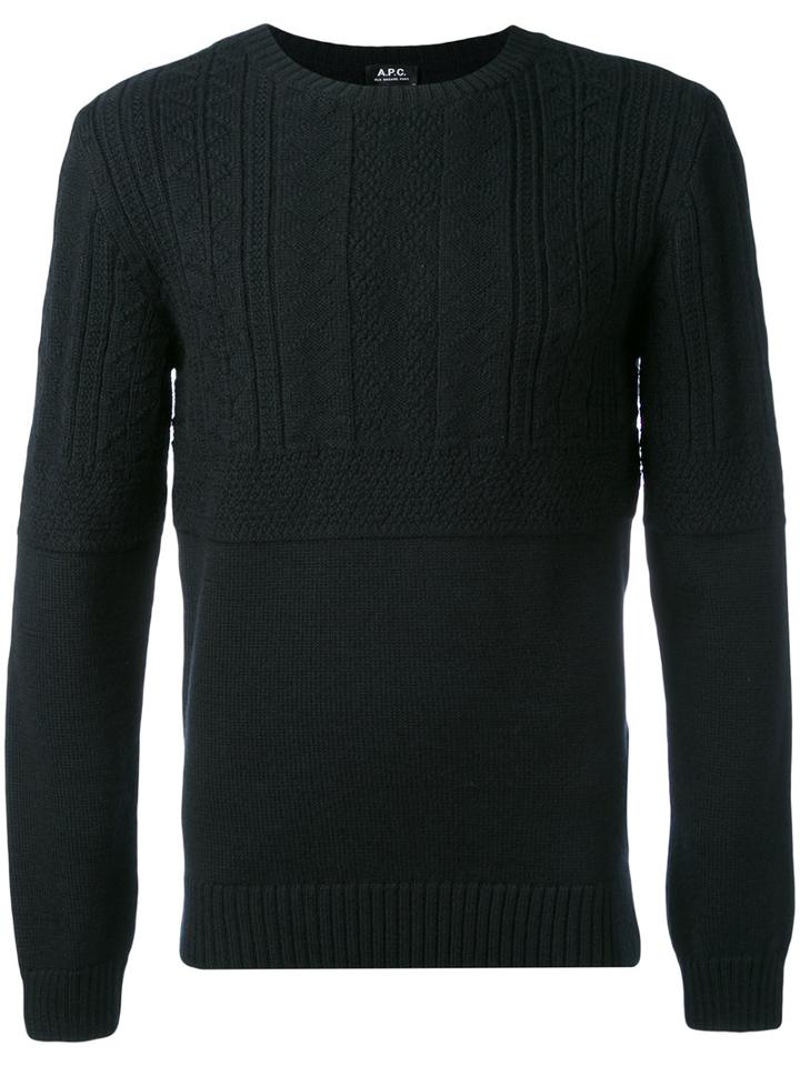 A.p.c. - Long Sleeve Ribbed Jumper - Men - Wool - L, Blue, Wool