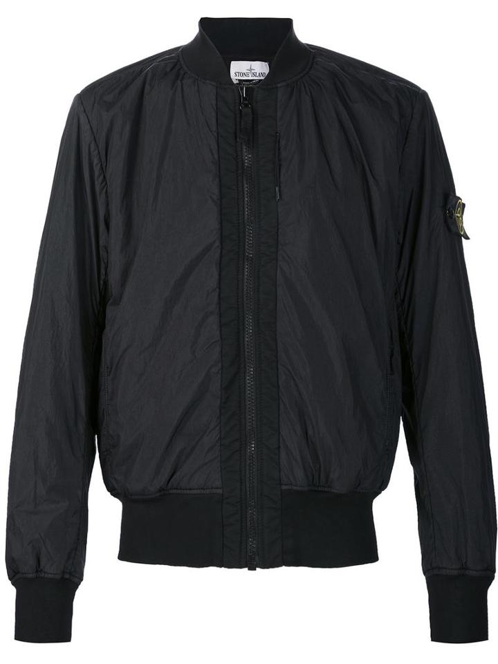 Stone Island Zip Up Bomber Jacket, Men's, Size: Medium, Black, Cotton/nylon/polyurethane