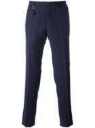 Incotex Patterned Slim Fit Trousers, Men's, Size: 52, Blue, Wool