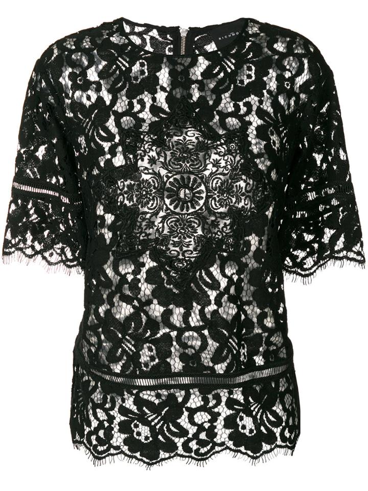 John Richmond Scalloped Lace Top - Black