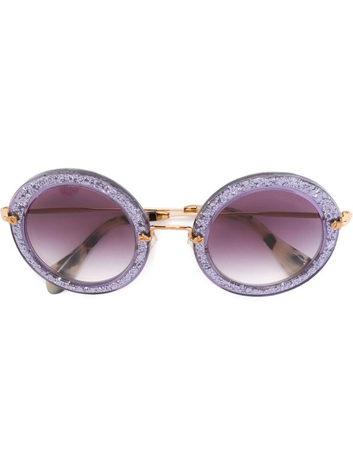 Miu Miu Eyewear Round Glitter Sunglasses - Pink & Purple
