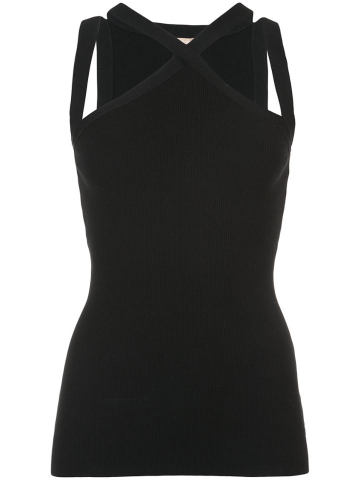 Michael Kors Cut Out Detail Vest Top - Black