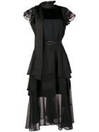 Sacai Ruffle Flared Dress - Black
