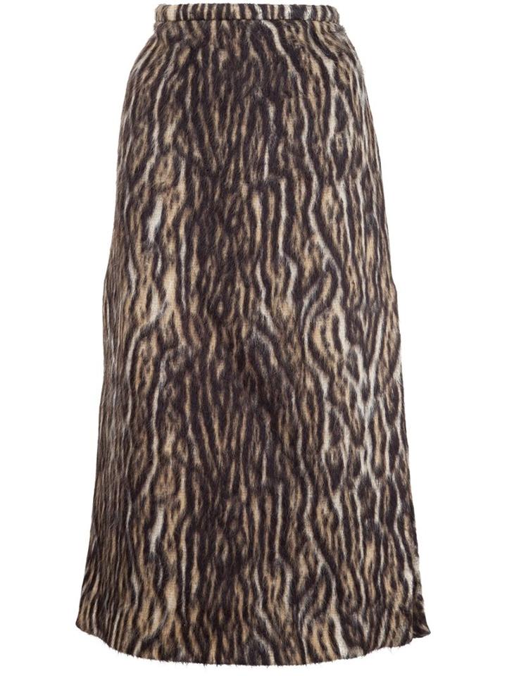 Rochas Leopard Print Midi Skirt