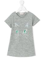 Simple Kids - Cat Print Embroidered T-shirt - Kids - Cotton/polyester - 2 Yrs, Grey