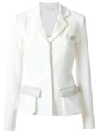 Gloria Coelho Panelled Blazer, Women's, Size: 38, White, Leather/polyester/viscose