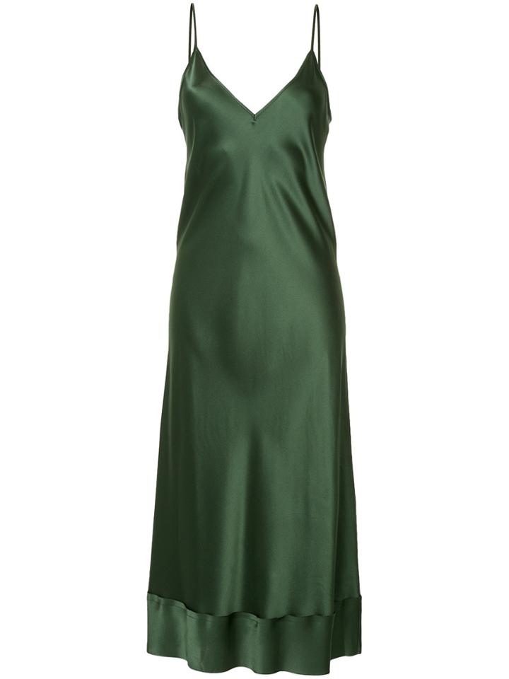 Lee Mathews Rose Satin V-neck Slip Dress - Green
