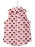 Moschino Kids Leopard Bear Print Shirt - Pink