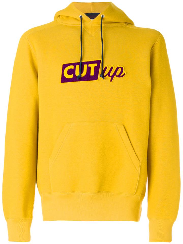 Sacai Cut-up Slogan Hoodie - Yellow & Orange