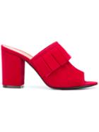 Via Roma 15 Pleated Detail Heeled Mules - Red