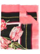 Dolce & Gabbana Tulip Print Scarf, Women's, Pink/purple, Modal/cashmere