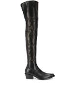 Ermanno Scervino Thigh-high Cowboy Boots - Black