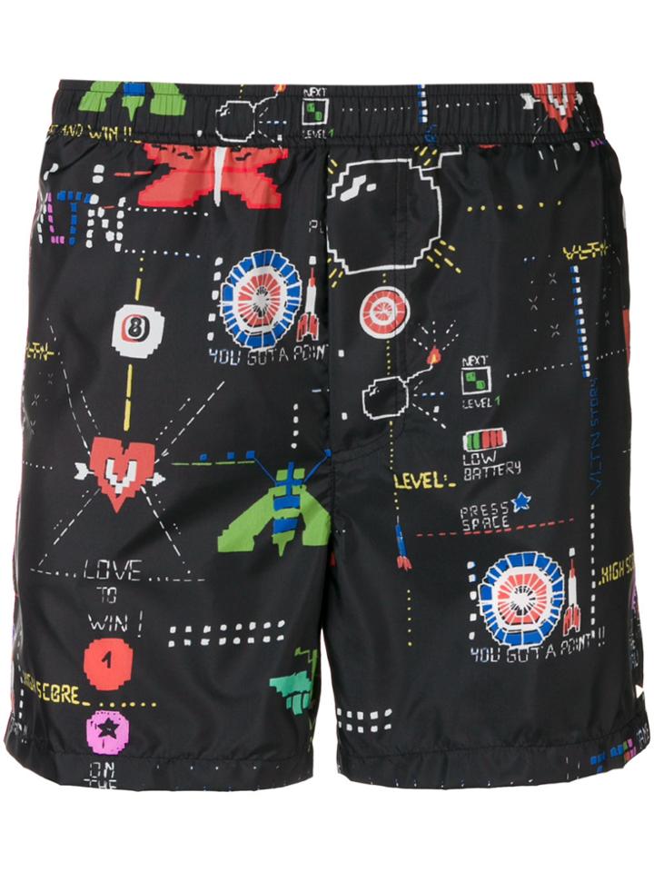Valentino Video Games Print Swim Shorts - Black